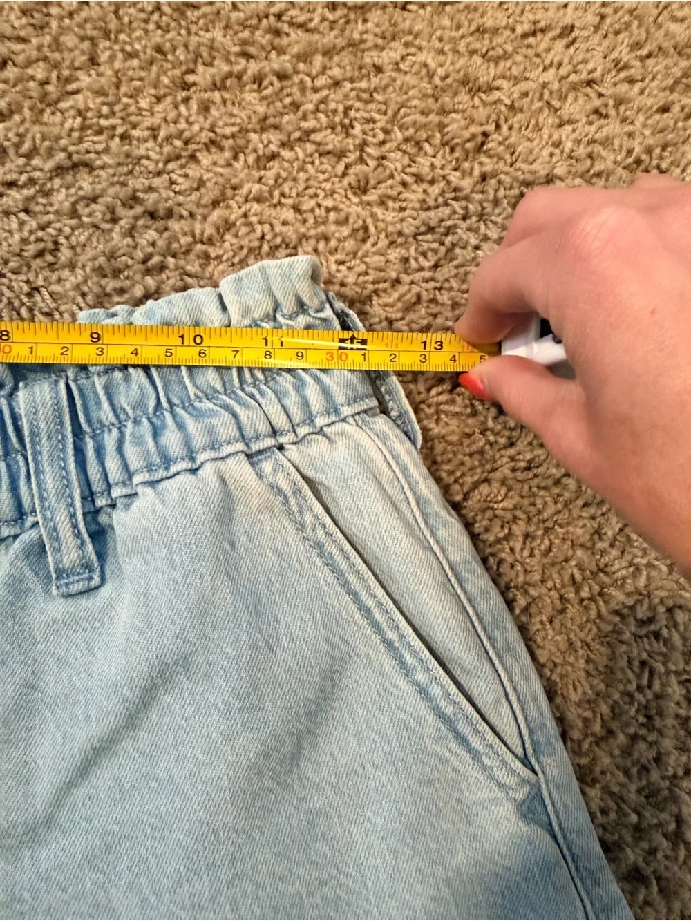 Light Wash Pull On Denim Shorts